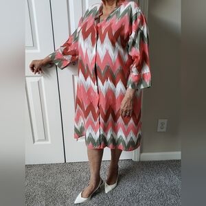 🌟Masai Zigzag Button-Down Shift Dress - Size XL🌟